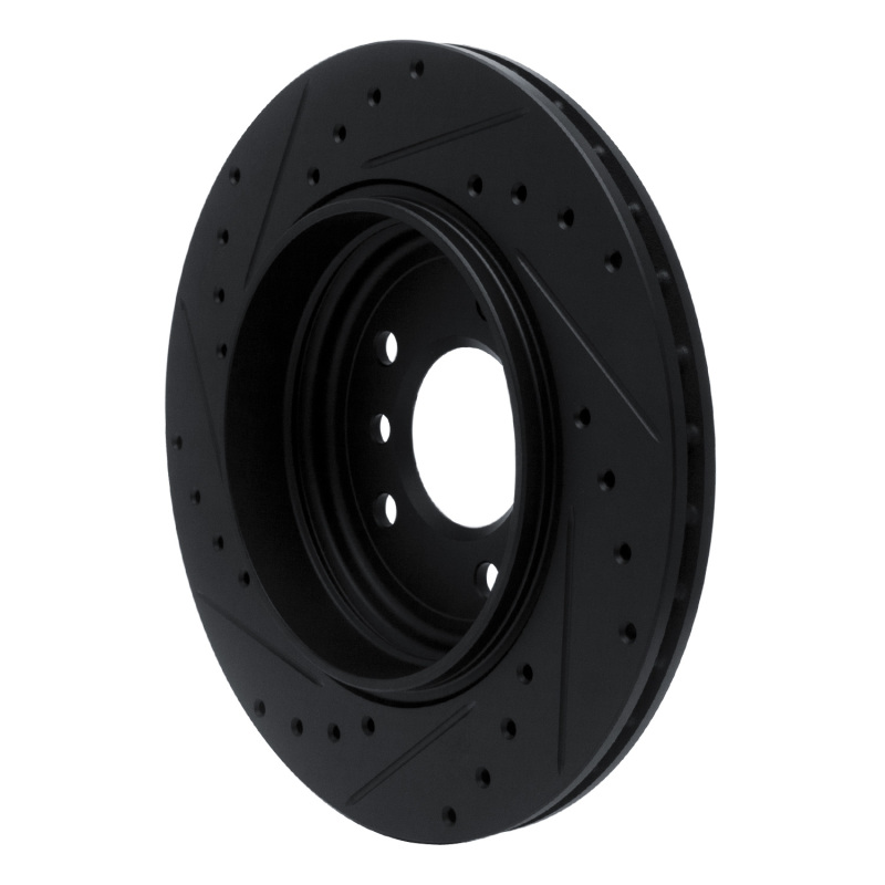 BMW 330I Brake Rotor (1) - Rear Right - R1 Concepts - Drilled & Slotted - Black - `01-`06